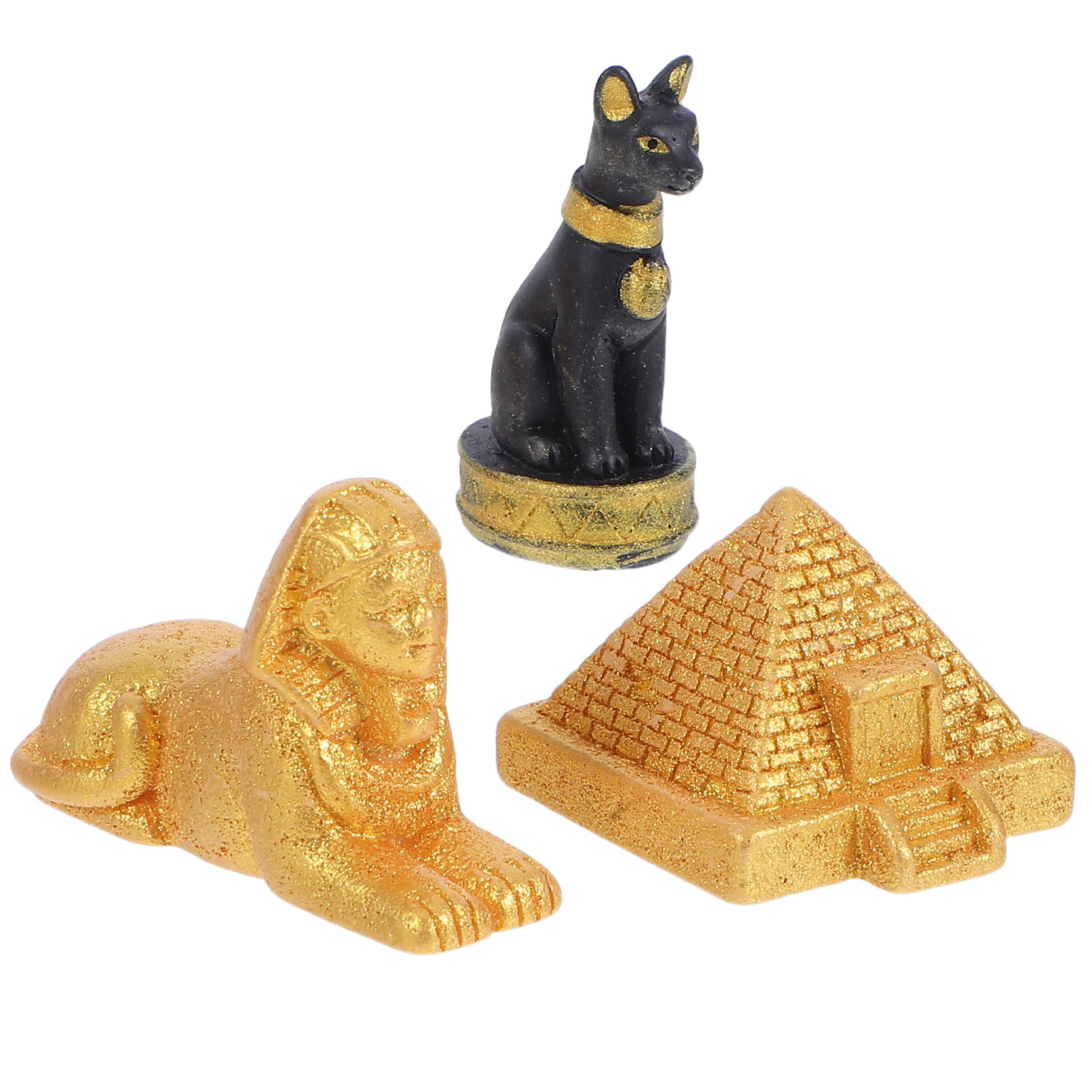 Kids Toys Egypt - โมเดลอาคารปิรามิดโบราณ 3 ชิ้น ของตกแต่งภูมิทัศน์ขนาดเล็ก ของเล่นอียิปต์สำหรับเด็ก โมเดลอาคารบาสเตต