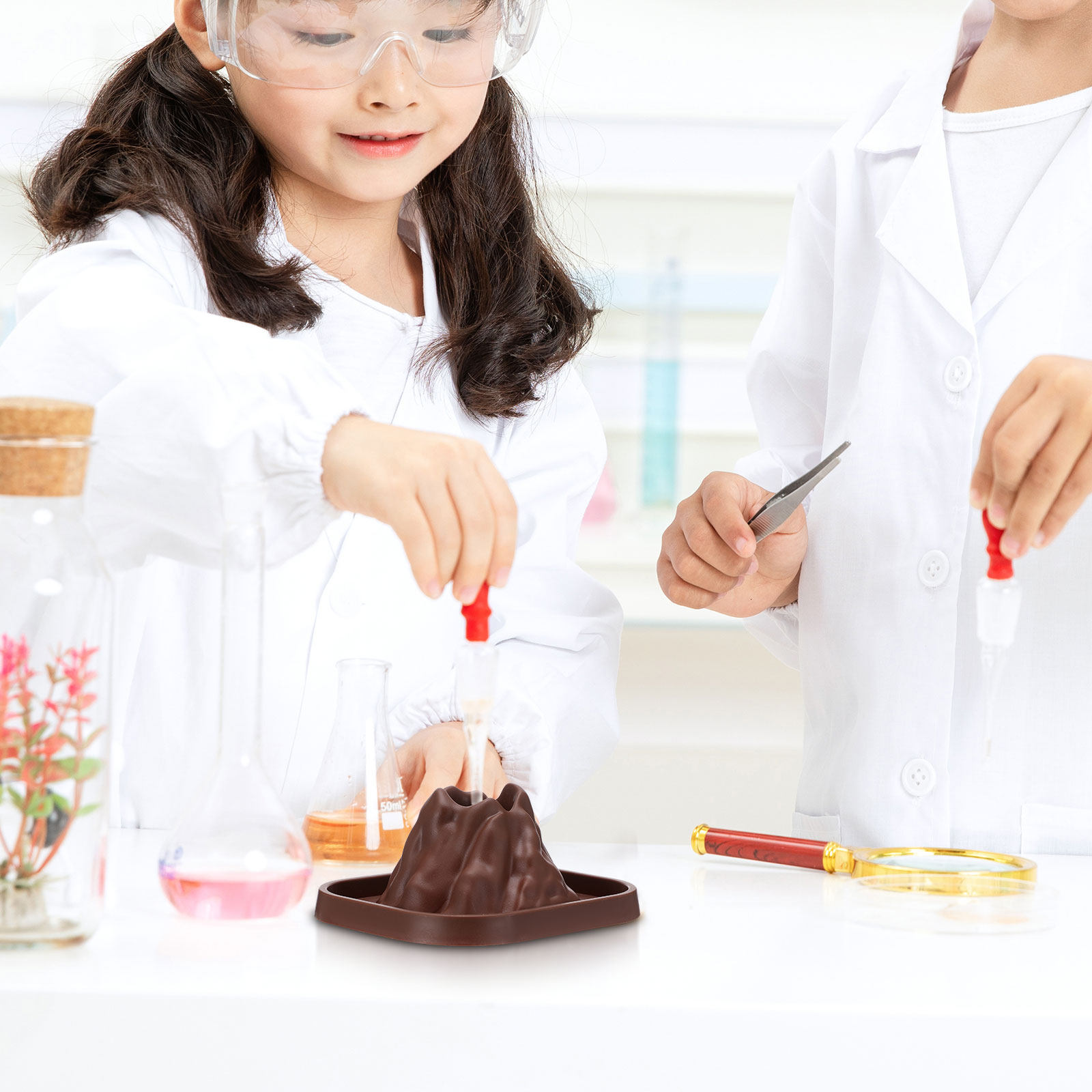 Volcano Experiment Kit - ชุดแม่พิมพ์ภูเขาไฟ 10 ชิ้น สำหรับโครงการวิทยาศาสตร์ DIY ของขวัญเพื่อการศึกษาที่สมจริงและสวยงามสำหรับเด็ก