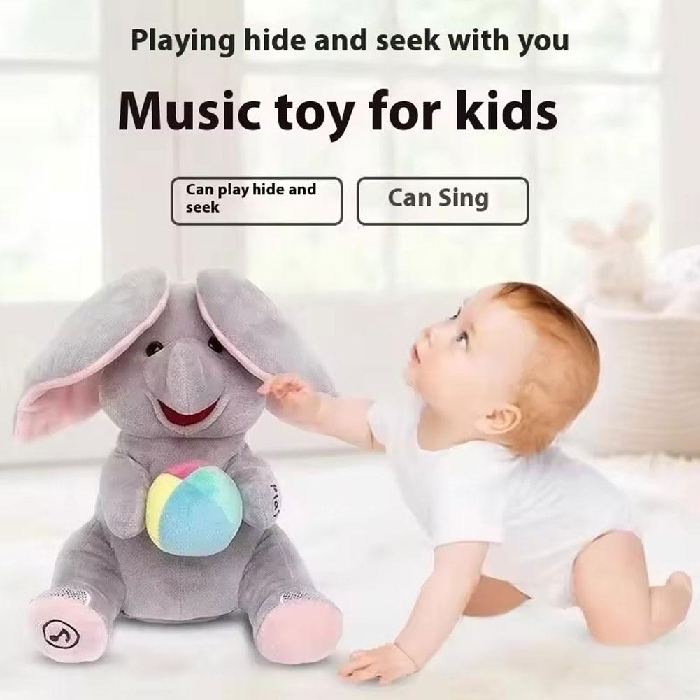 Kids Toys Elephant - ตุ๊กตาช้างซ่อนหา มีหูกระดิก พร้อมดนตรี ร้องเพลง ของเล่นนุ่มนวล ปลอบประโลม
