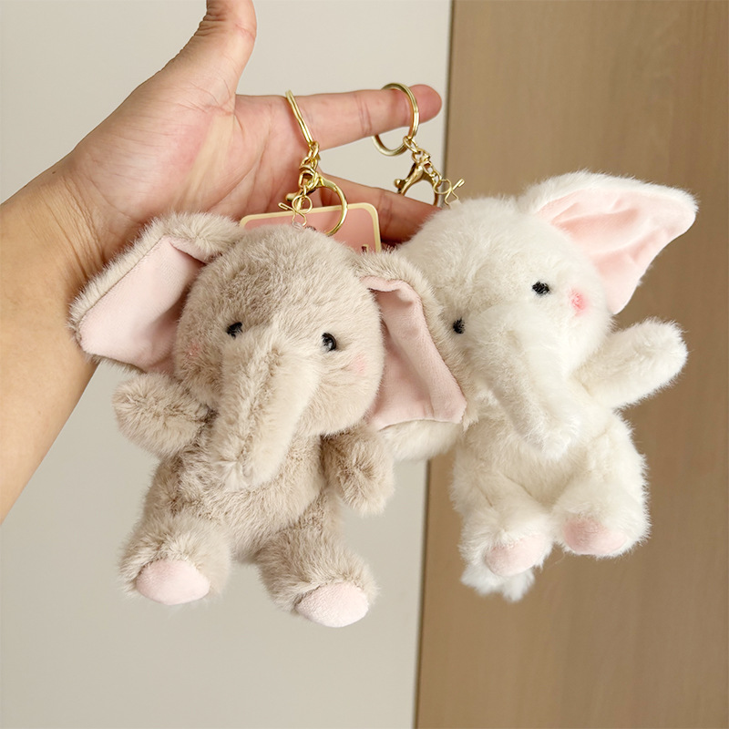 Kids Toys Elephant - พวงกุญแจตุ๊กตาช้างการ์ตูนสำหรับเด็ก ตุ๊กตาหูใหญ่ ของเล่นตุ๊กตาขนนุ่ม ขนาด 12 ซม.