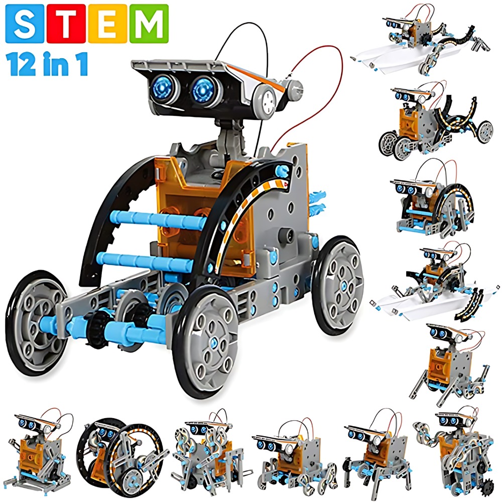 Science Experiment Kit - บล็อกตัวต่อหุ่นยนต์พลังงานแสงอาทิตย์ 12 ใน 1 ชุดทดลองวิทยาศาสตร์การศึกษา DIY