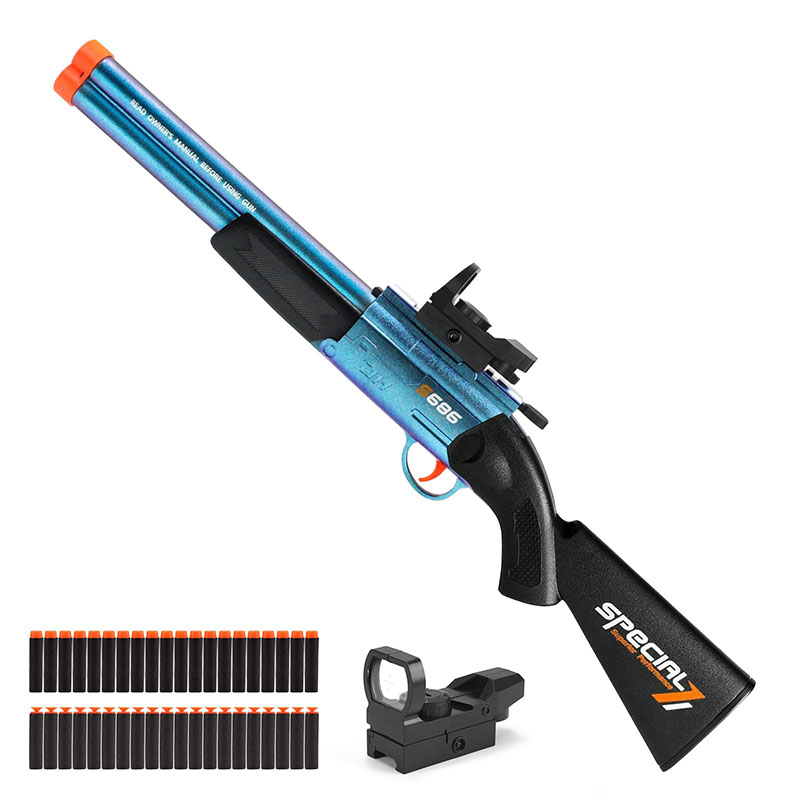 Foam Dart Gun - ปืนยิงลูกดอกโฟมแบบสองลำกล้องพร้อมลูกดอกดูด 40 ดอก - ของเล่นยิงกระสุนนุ่มแบบยิงเร็วสำหรับเกมยิงกลางแจ้ง ของขวัญสำหรับวัยรุ่นและผู้ใหญ่
