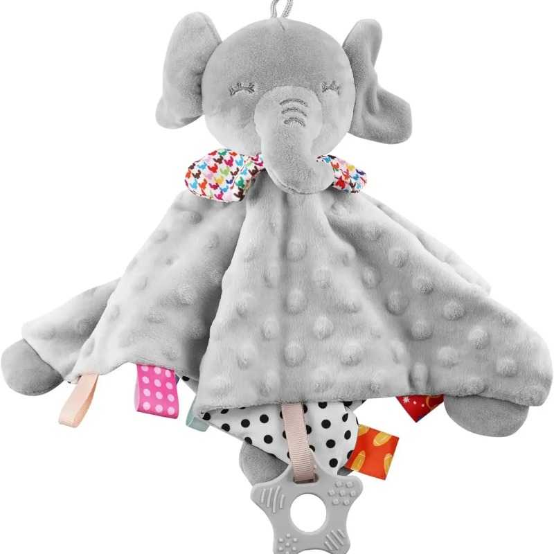 Kids Toys Elephant - ผ้าห่มปลอบเด็กทารก ผ้าขนหนูนุ่ม ของเล่นสัตว์มีเสียงเขย่า ช่วยปลอบประโลม ผ้าห่มนอน ผ้าห่มแขวนสำหรับเด็กเล็ก
