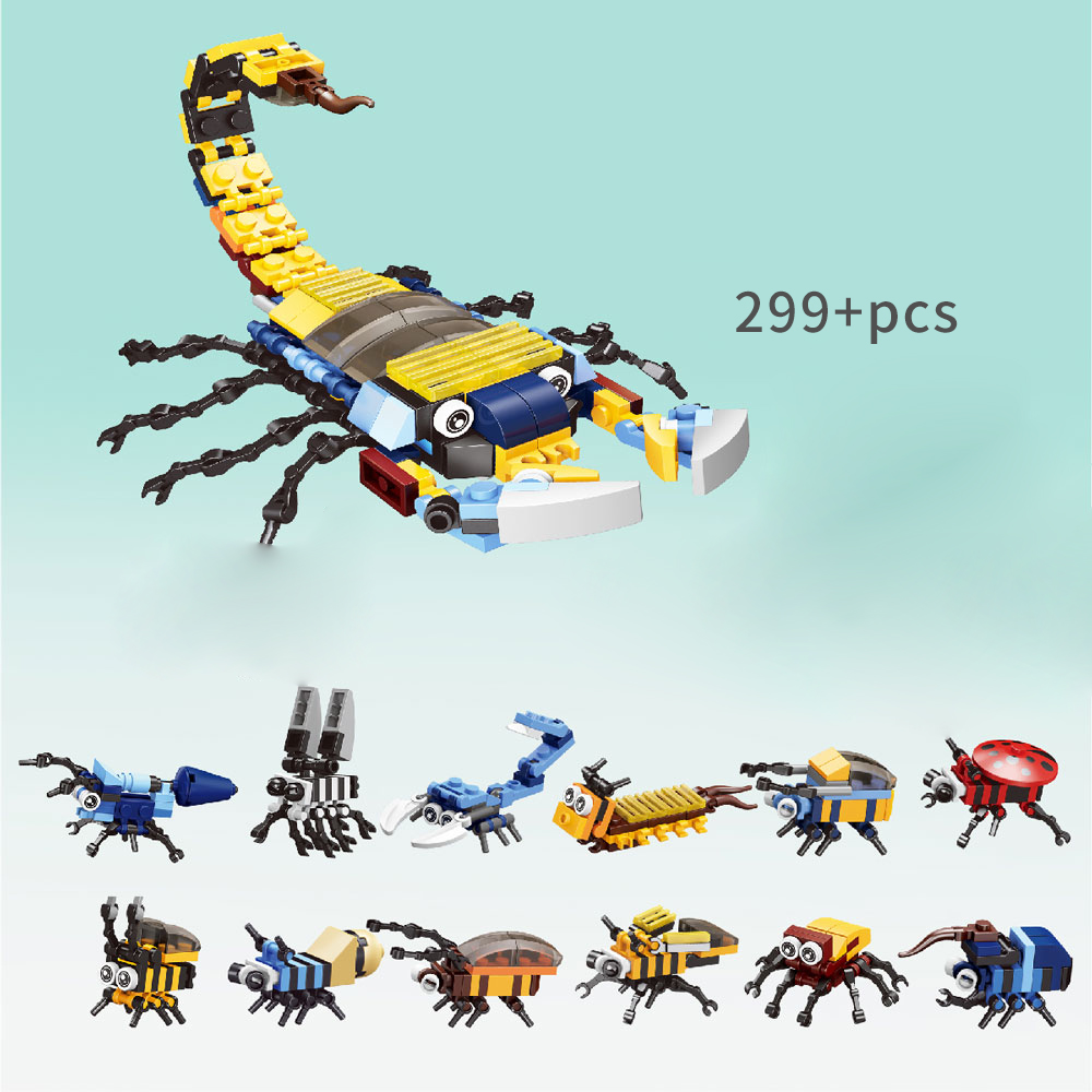 Kids Toys Elephant - ชุดตัวต่อบล็อคก่อสร้างรูปสัตว์12-in-1, ชุดตัวต่อการศึกษาเด็กแมลงแมงป่องและช้างของเล่นประกอบสำหรับเป็นของขวัญเด็ก