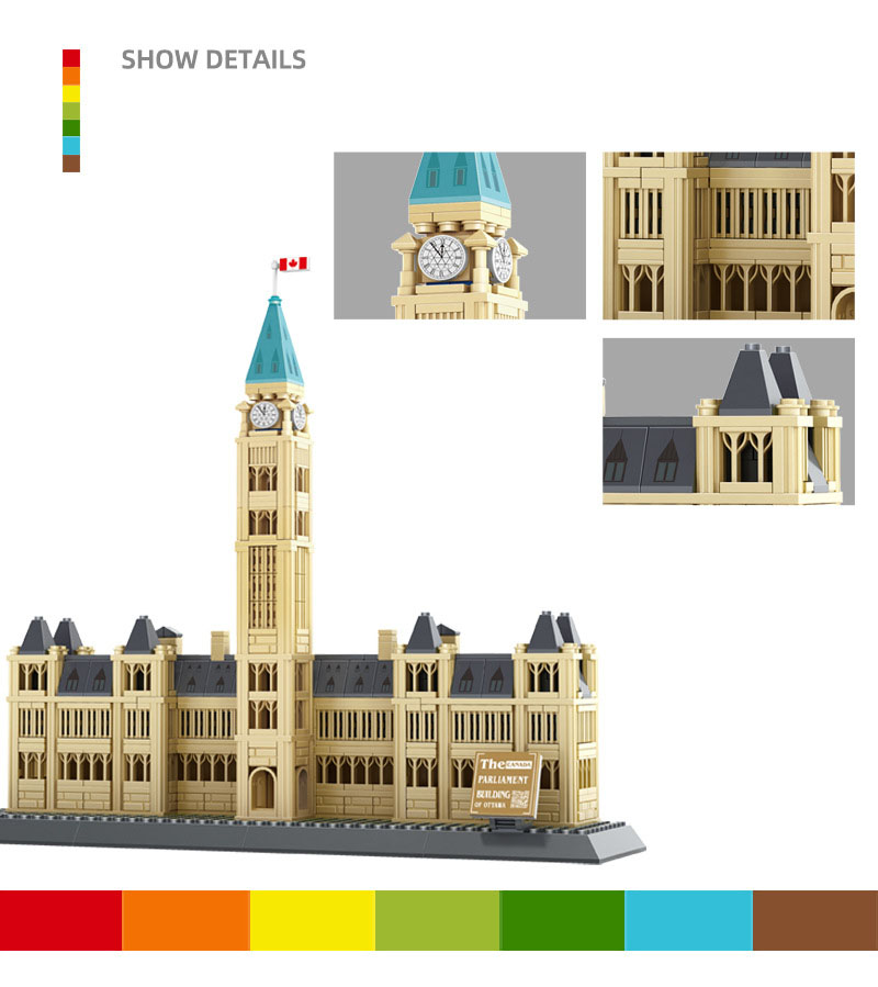 Kids Toys Canada - เมืองที่มีชื่อเสียงระดับโลก สถาปัตยกรรมสมัยใหม่ พระราชวังประทับตรา แคนาดา ชุดตัวต่อประกอบอาคาร ของเล่นเสริมพัฒนาการสำหรับเด็ก