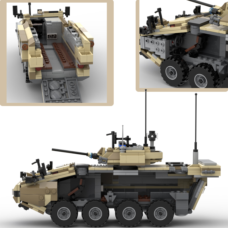 Kids Toys Canada - รถหุ้มเกราะ6.0v7 GDLS-C ทหารแคนาดาแบบใหม่รถหุ้มเกราะบล็อกตัวต่อรถทหารรถบรรทุกของเล่นขนาดเล็กของเล่นกองทัพ