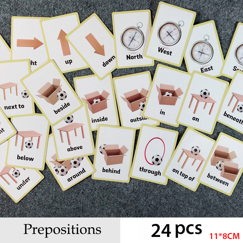 Educational Flash Card - คำบุพบทและท่าทาง Series ภาษาอังกฤษ Word แฟลชการ์ดเด็กการเรียนรู้ Card