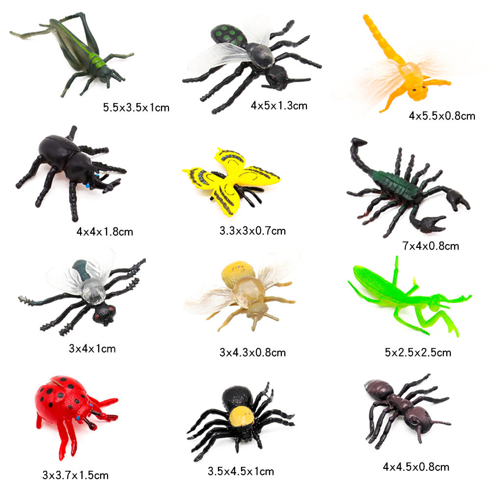 12 ชิ้นจำลองตลกแมลงของเล่นแมงม - Kids Quirky Toys บทวิจารณ์และราคา